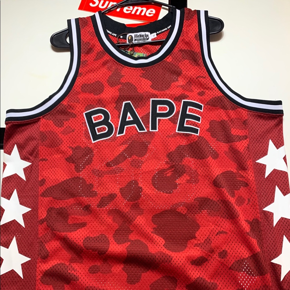 BAPE red camp tank top jersey